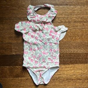 Janie & Jack Pink Floral One Piece Halter Swimsuit